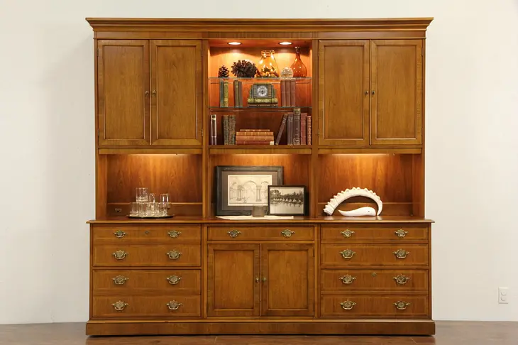 Baker Signed Vintage Library Bookcase, Credenza & Lateral File