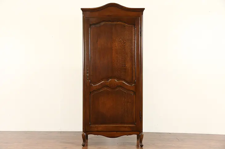 Country French 1930's Vintage Oak Armoire, Wardrobe or Closet