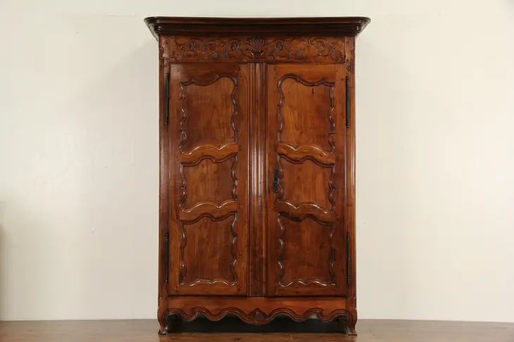 Country French Provincial 1780 Antique Cherry Armoire or Wardrobe Closet