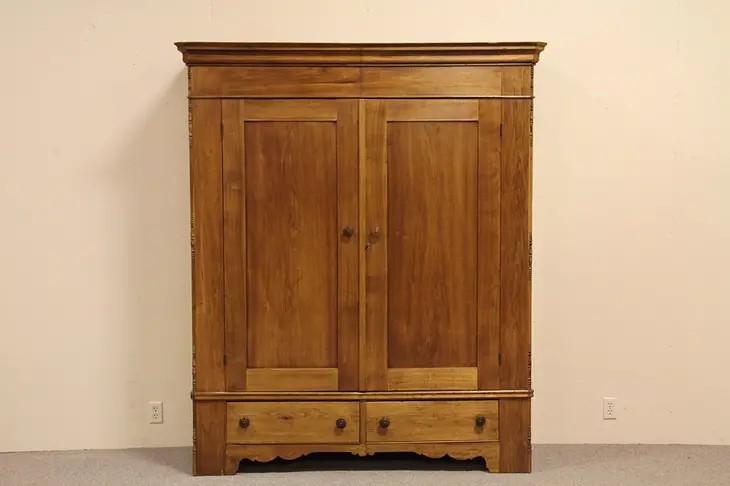 Antique Butternut Country Armoire from Pennsylvania