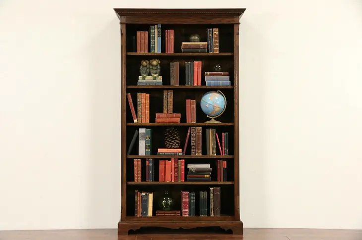 Traditional Oak Vintage Bookcase, Adjustable Shelves