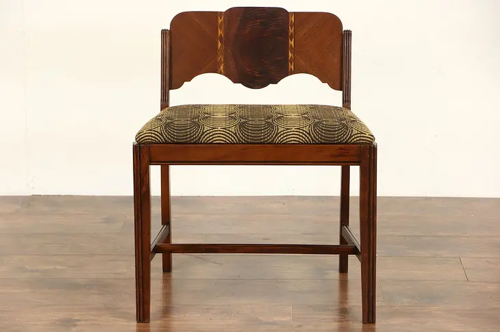 Art Deco late 1930's Vintage Bench, New Upholstery