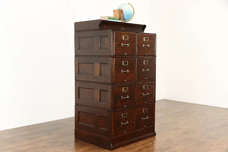 Oak Antique Double 8 Drawer Office File Cabinet, Yawman & Erbe NY #37279