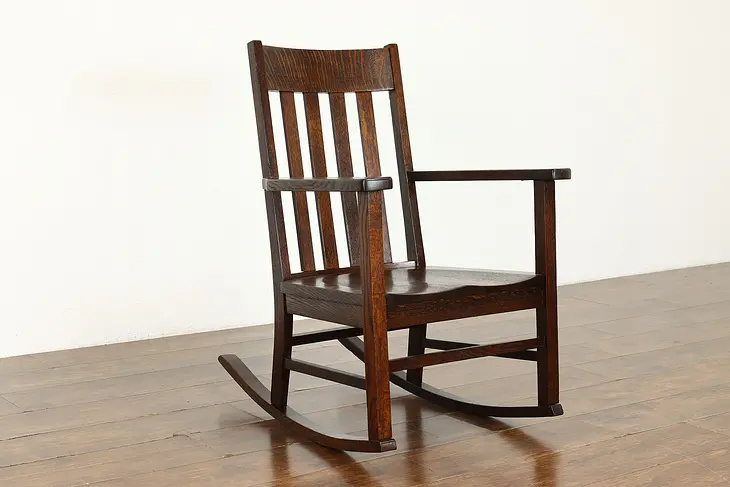 Arts & Crafts Mission Oak Antique Rocker Craftsman Rocking Chair #40116