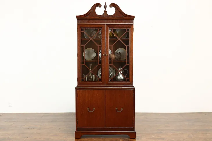 Traditional Federal Style Vintage Mahogany China Curio Cabinet, Bookcase #40122