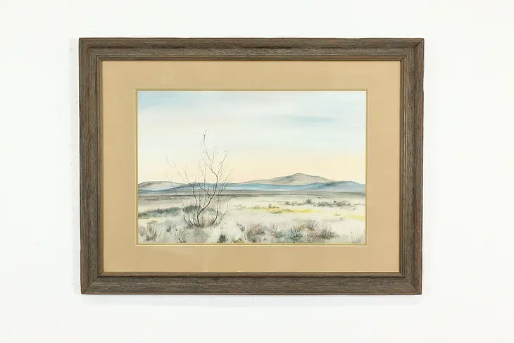 Desert Scene & Mountains Vintage Original Watercolor Painting, Jourey 31" #39865