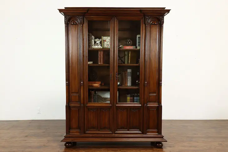 Renaissance Style Antique Italian Walnut China, Office, Library Bookcase #38705