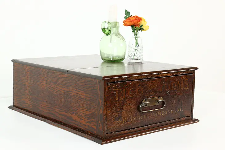 Victorian Antique Oak Desktop File or Collector's Box, Initial Company #40032
