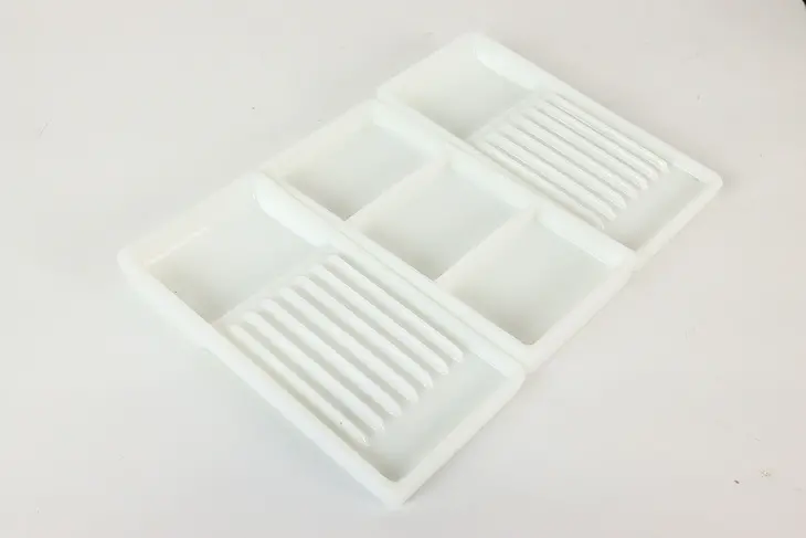 Set of Three Antique Milk Glass Dental Trays, Two Rivers WI #42233