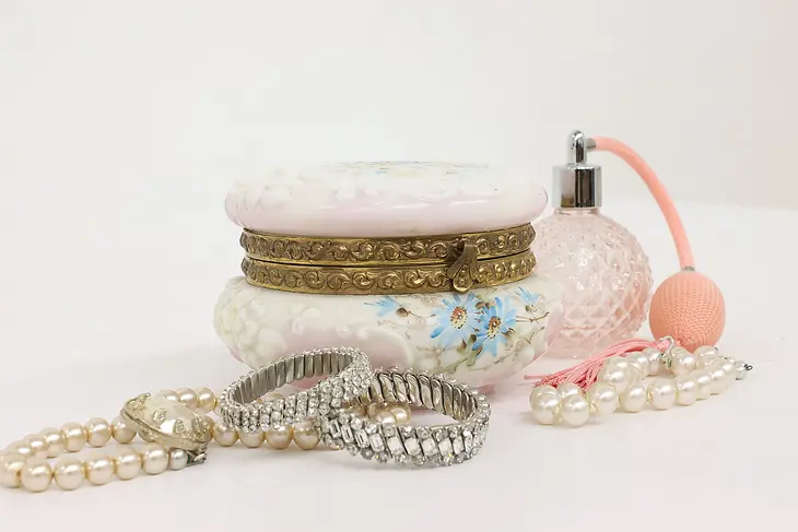 Victorian Antique Dresser, Jewelry or Keepsake Boudoir Jar, Wave Crest #43534