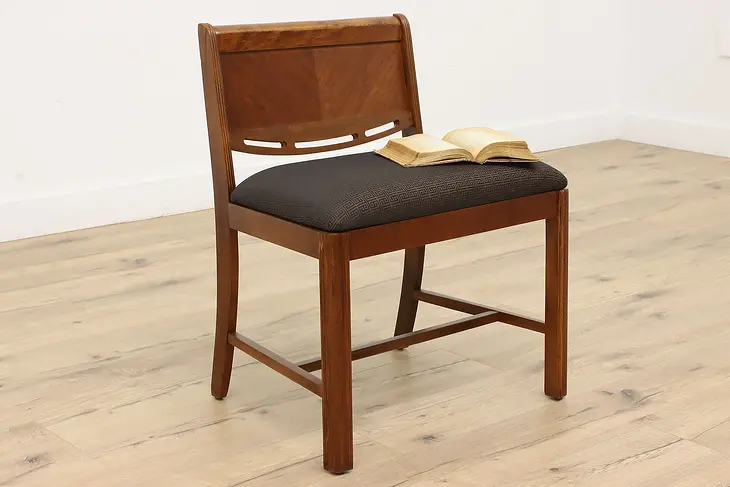 Art Deco Vintage Mahogany Vanity Bench or Stool, New Upholstery #43279