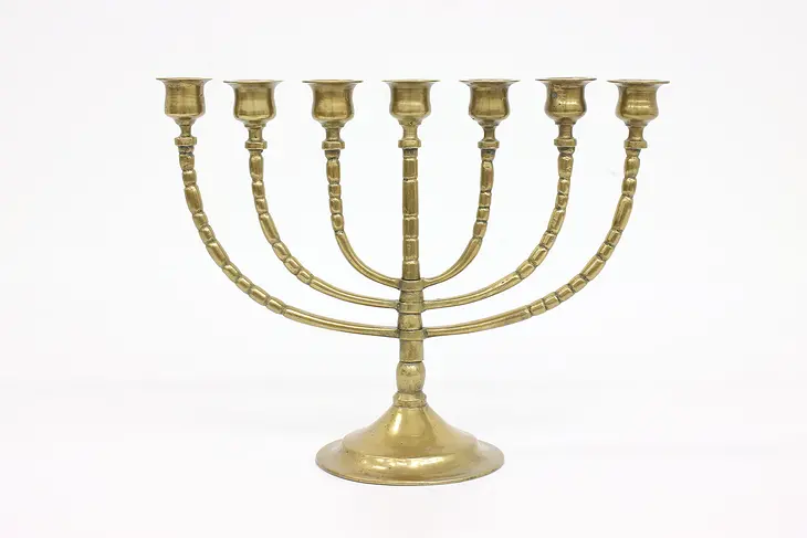 Traditional Vintage Brass 7 Arm Menorah Candle Holder #43874