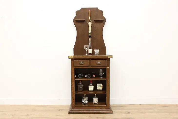 French Vintage Oak Wine Cabinet & Bottle Opener, Granite Top, Utges #44192
