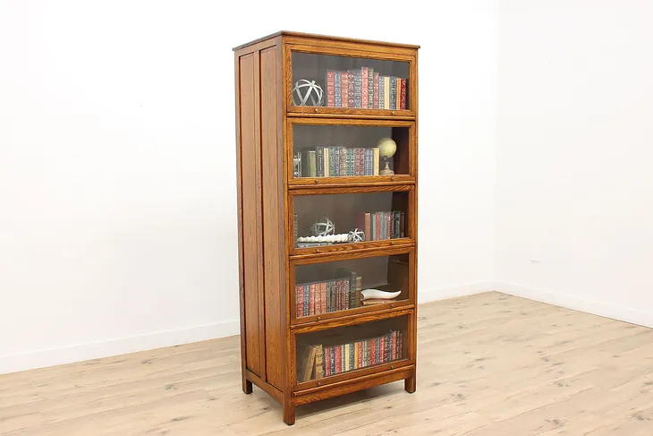 Oak Double Side 10 Section Antique Bookcase Display Cabinet #45011