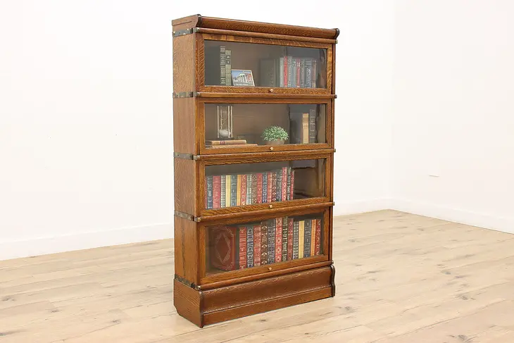 Lawyer 4 Stack Antique Oak Office Library Bookcase, Globe #44450