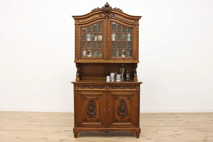Renaissance Antique Walnut Bar Cabinet, Cupboard, Cherubs #45462