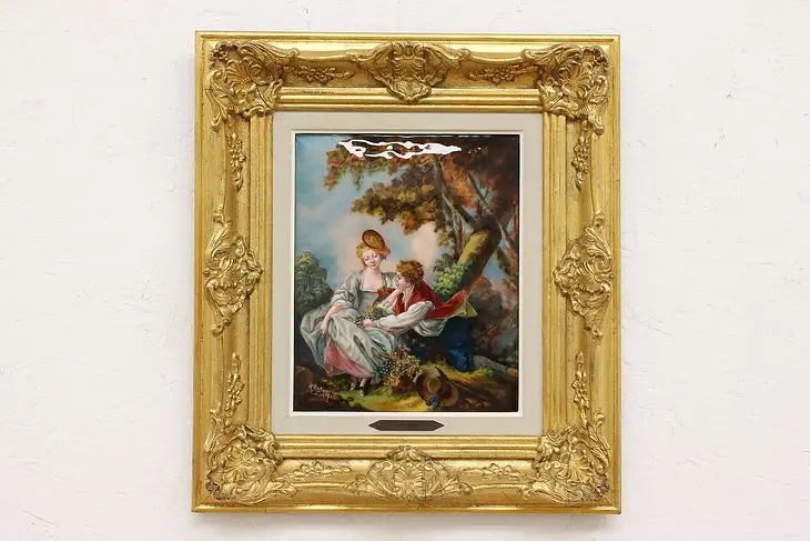 L'Autumne Vintage Enamel Painting after Boucher, Restoueix #45655