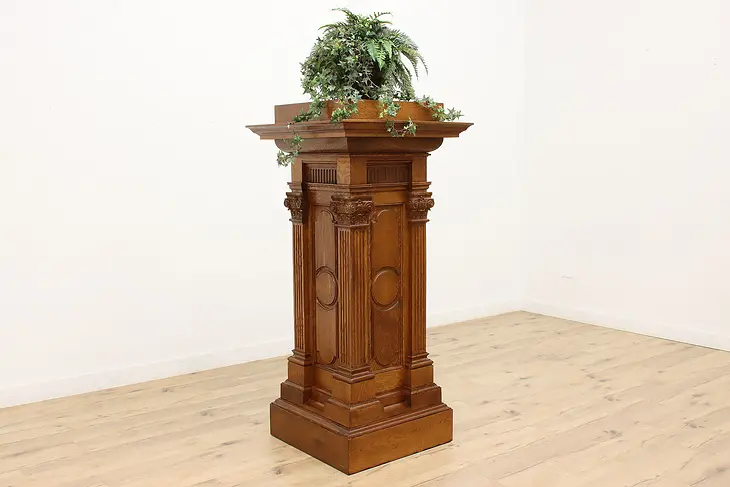 Oak Classical Vintage Carved 6' Pedestal Sculpture Stand #45631