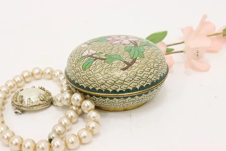 Chinese Cloisonne Traditional Vintage Enamel Jewelry Box #44536