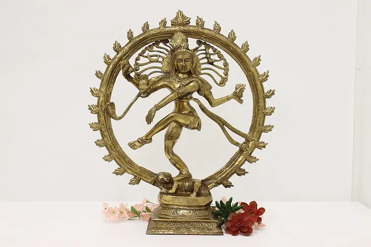 Shiva Dancer Vintage Traditional Brass Indian God Sculpture #45304