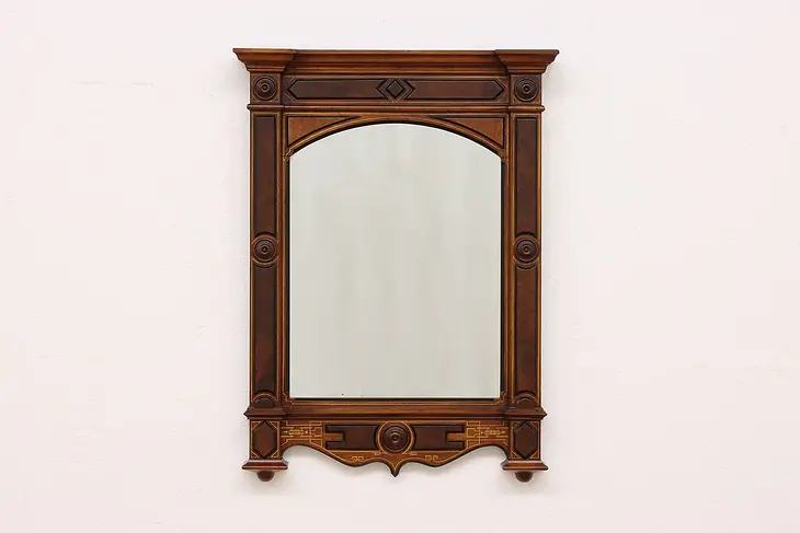 Victorian Antique Walnut & Burl Hall Mirror #46924