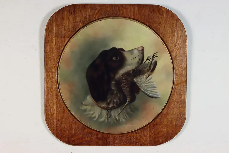Hunting Dog & Game Antique 1899 Pastel Painting Taylor 24.5" #47030