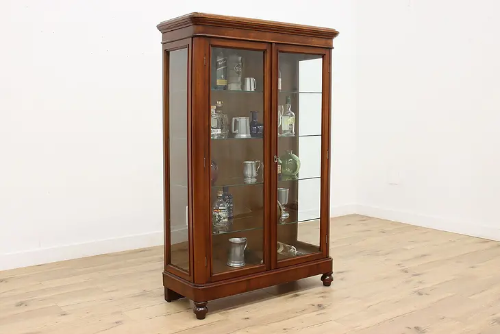 Traditional Antique Walnut China Display or Curio Cabinet #34259