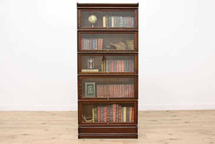 Arts & Crafts 5 Stack Antique Lawyer Office Bookcase, Globe #36210