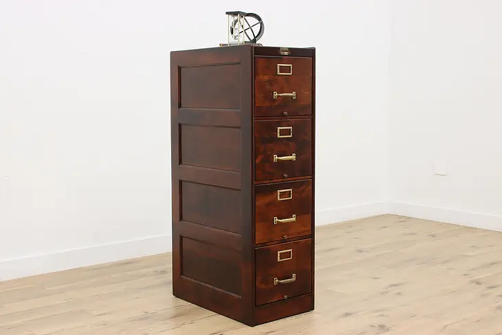 Antique 4 Drawer Office Library File Cabinet, Wagemaker #48090