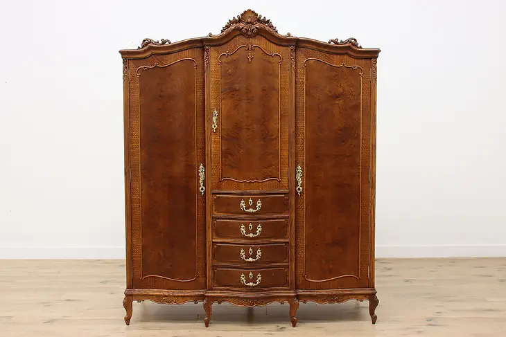 French Louis XV Antique Carved Armoire, Wardrobe, or Closet #41327