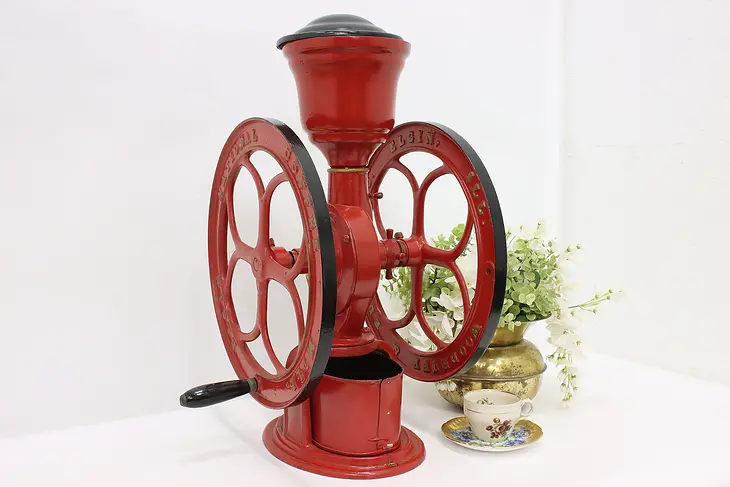 Farmhouse Antique Painted Cast Iron Coffee Mill Grinder Elgin #47347