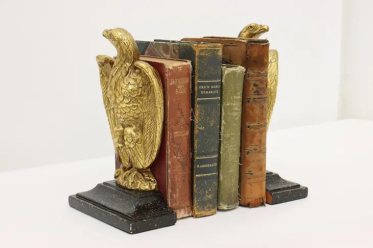 Pair of Gold Painted Eagle Sculpture Bookends, Borghese #48509