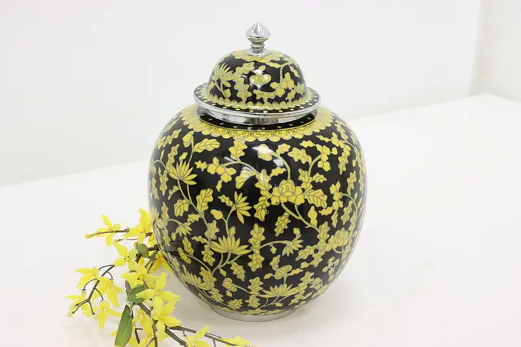 Chinese Vintage Cloisonne Enamel Tea or Ginger Jar Urn #48226