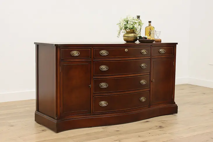 Traditional Bowfront Vintage Buffet, Server, or Bar Cabinet #48278