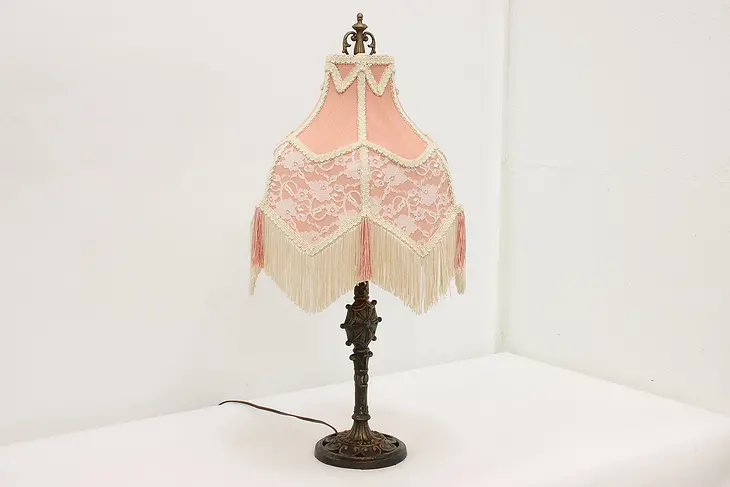 Boudoir Antique Lace Shade & Iron Table Lamp, Milcast #49375