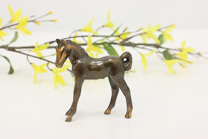 Farmhouse Antique Miniature Copper Foal Horse Sculpture, USA #48869