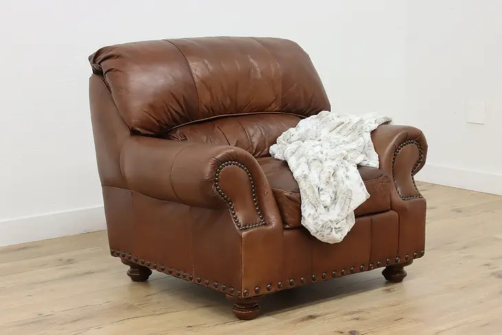 Large Vintage Leather Club Chair, Leatherworks #49038