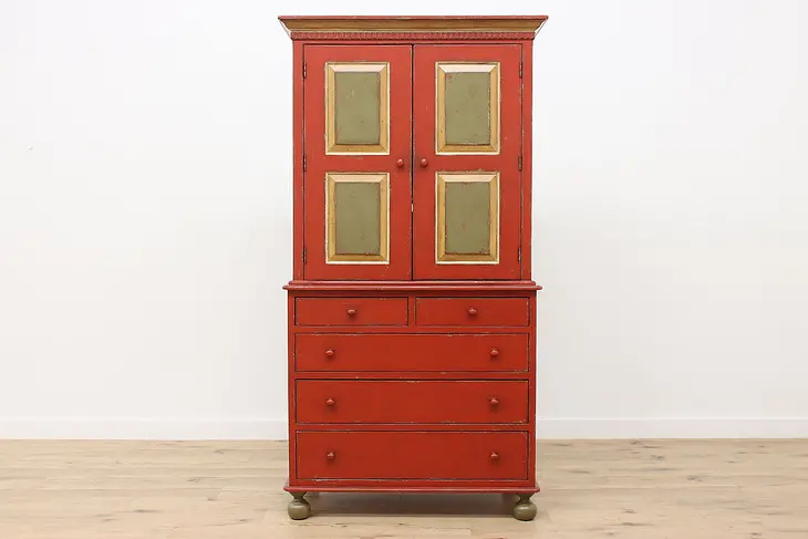 Farmhouse Vintage Painted Armoire or Cabinet, Eddy West #49707