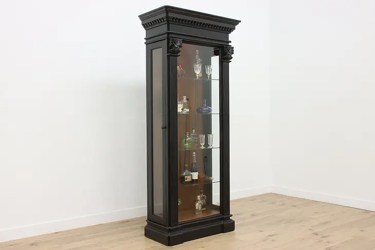Classical Vintage Ebonized Curio Display Cabinet, Provence #49781