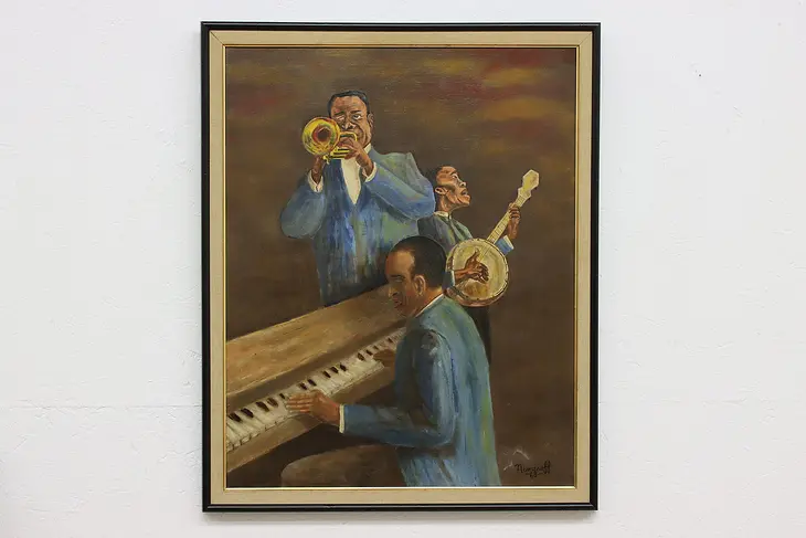 Jazz Musicians Vintage Original Oil Painting Nemeroff 33" #49775