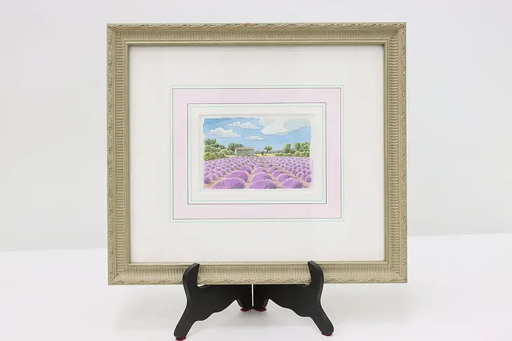 Lavender Field Original Watercolor Painting, Franck 13" #49151