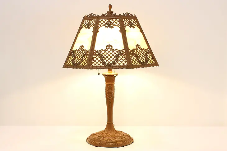 Art Nouveau Antique Stained Glass Desk or Table Lamp #49258