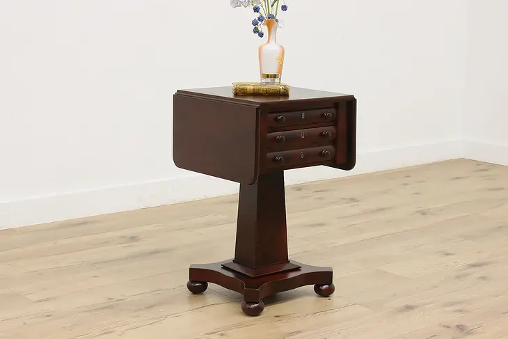 Drop Leaf Antique Empire Design Nightstand or End Table #49584