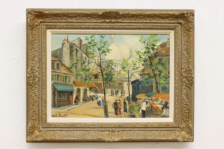Montmartre Paris Vintage Original Oil Painting Blondin 24.5" #49856