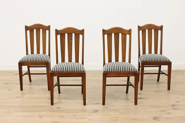 Set of 4 Craftsman Antique Oak Dining Chairs, Phoenix #50186