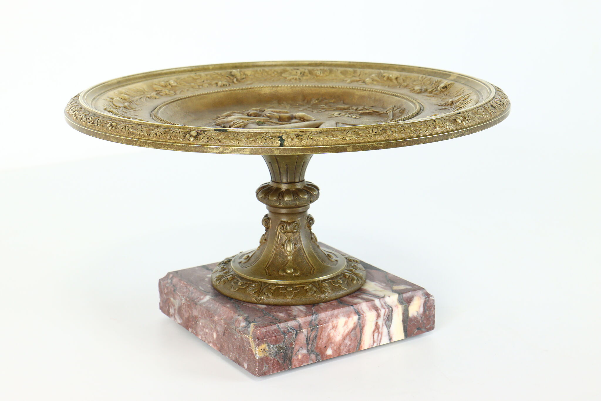 Salvation Atticus Sculpture Victorian Antique Bronze Tazza or Card Tray, Marble, Albert Erdmann