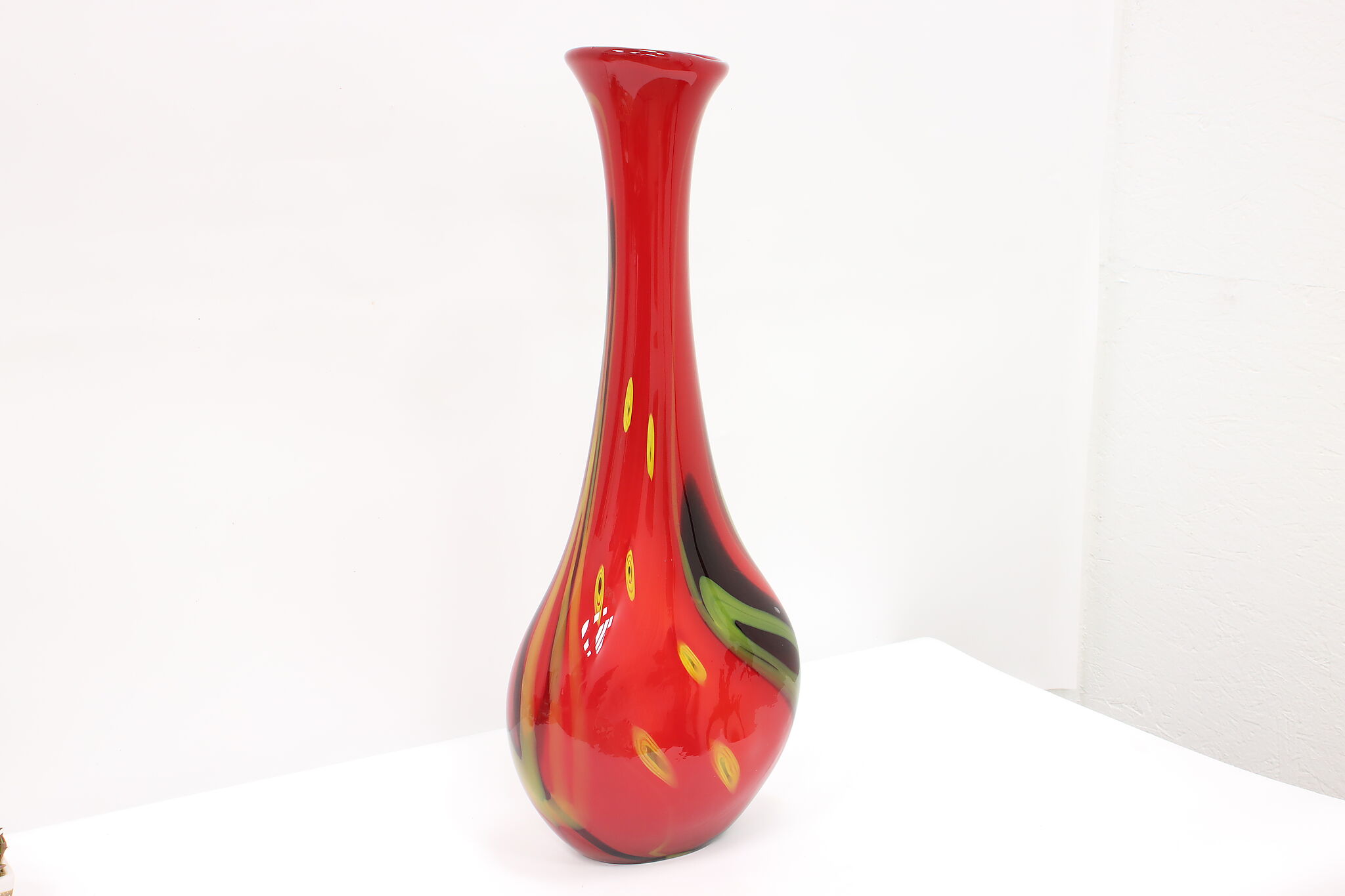 Vintage Glass Vase with Multi-Colored Swirls - Lost and Found