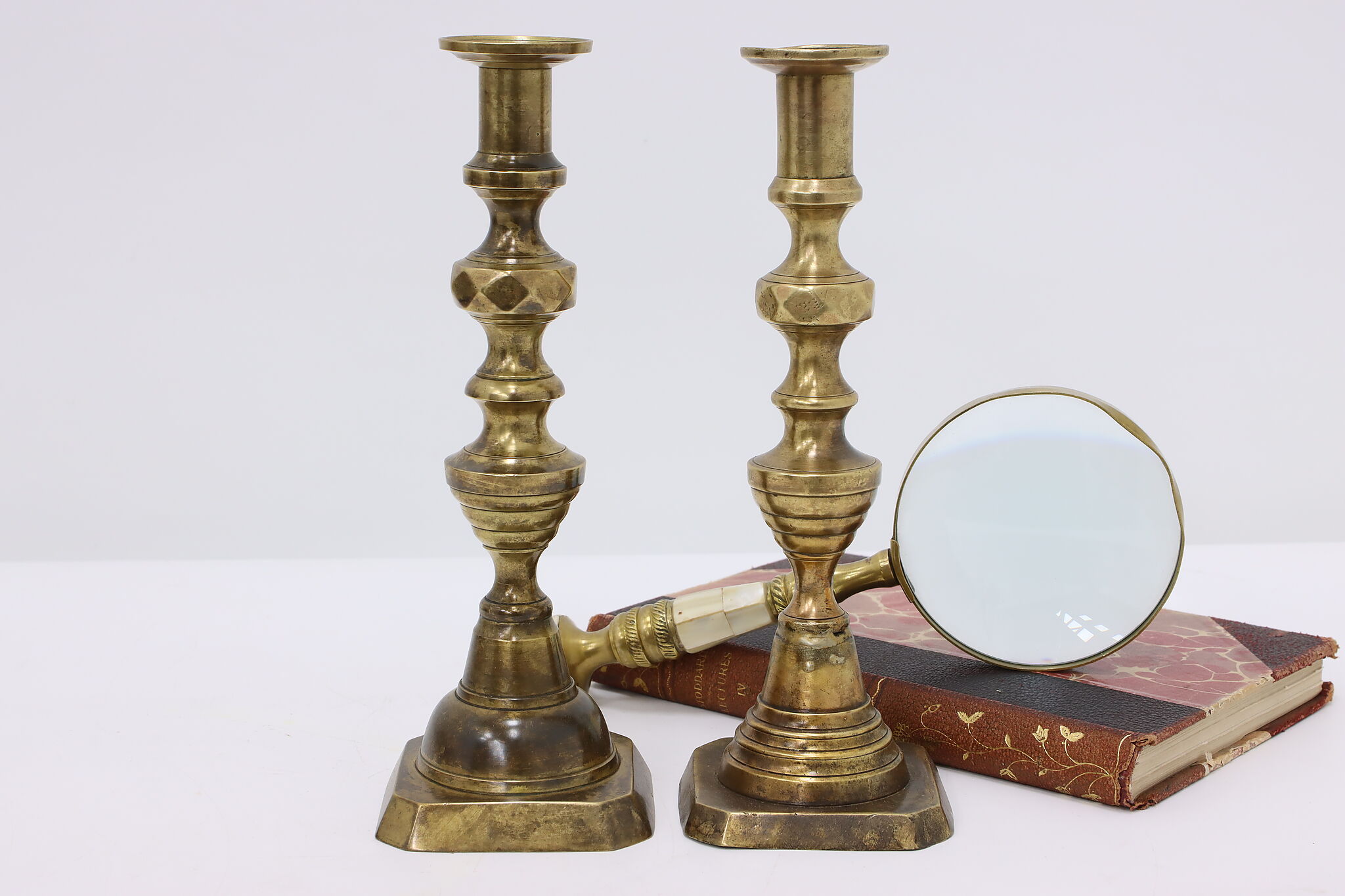 Pair of English Victorian Antique Brass Candlesticks