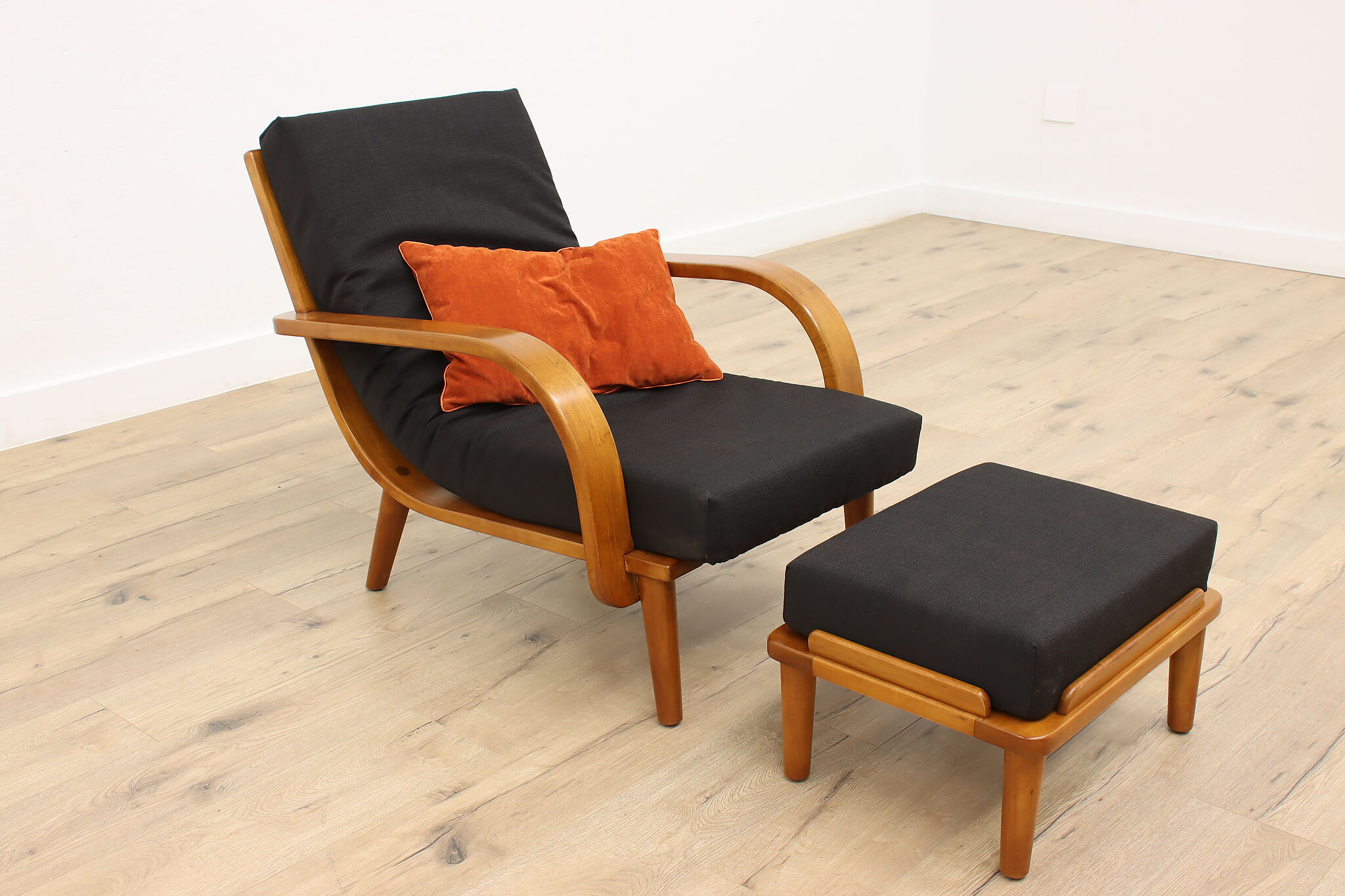 Mid century modern lounge chair with ottoman clearance