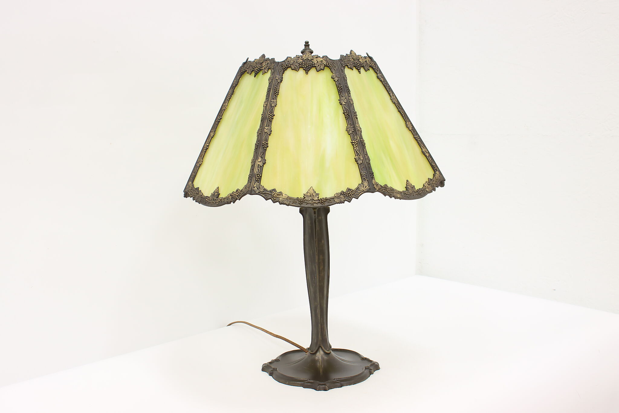 Stained Glass Shade Vintage Office or Library Lamp